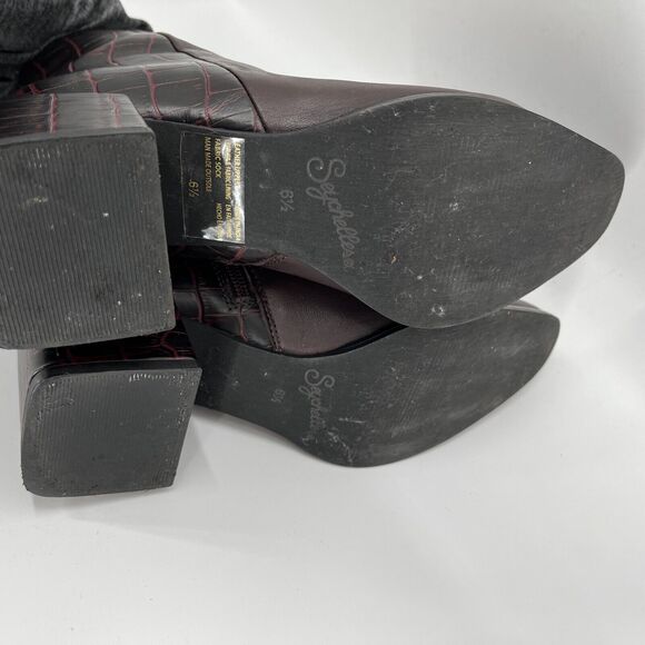 Seychelles Boots Womens 6.5 Burgundy Croc Embossed Siesta Bootie - Picture 8 of 11